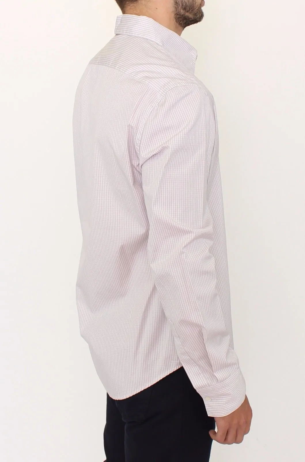 Gray White Checkered Casual Long Sleeve Shirt