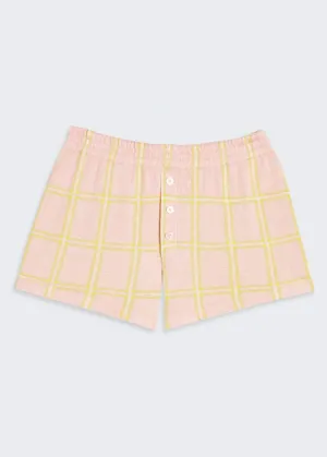 Guest In Residence Picnic Plaid Short in Powder Pink Combo