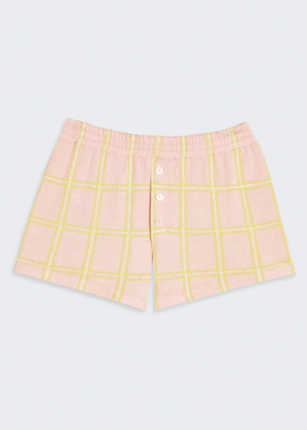 Guest In Residence Picnic Plaid Short in Powder Pink Combo