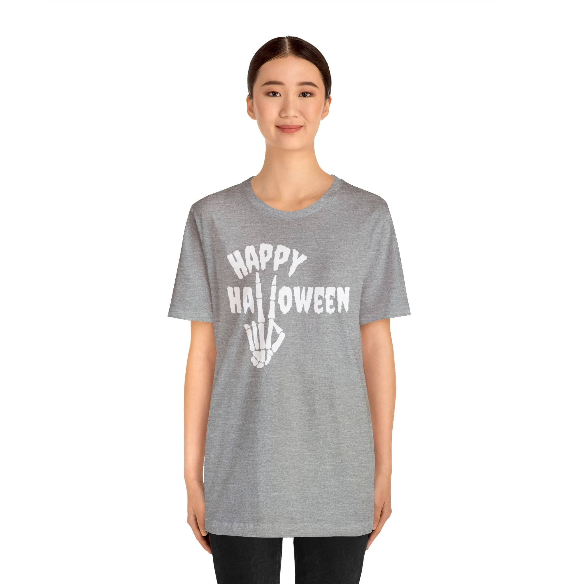 Happy Halloween T-Shirt | Skeleton Peace Sign Tee |  Bella Canvas 3001Unisex | Funny Short Sleeve Tshirt
