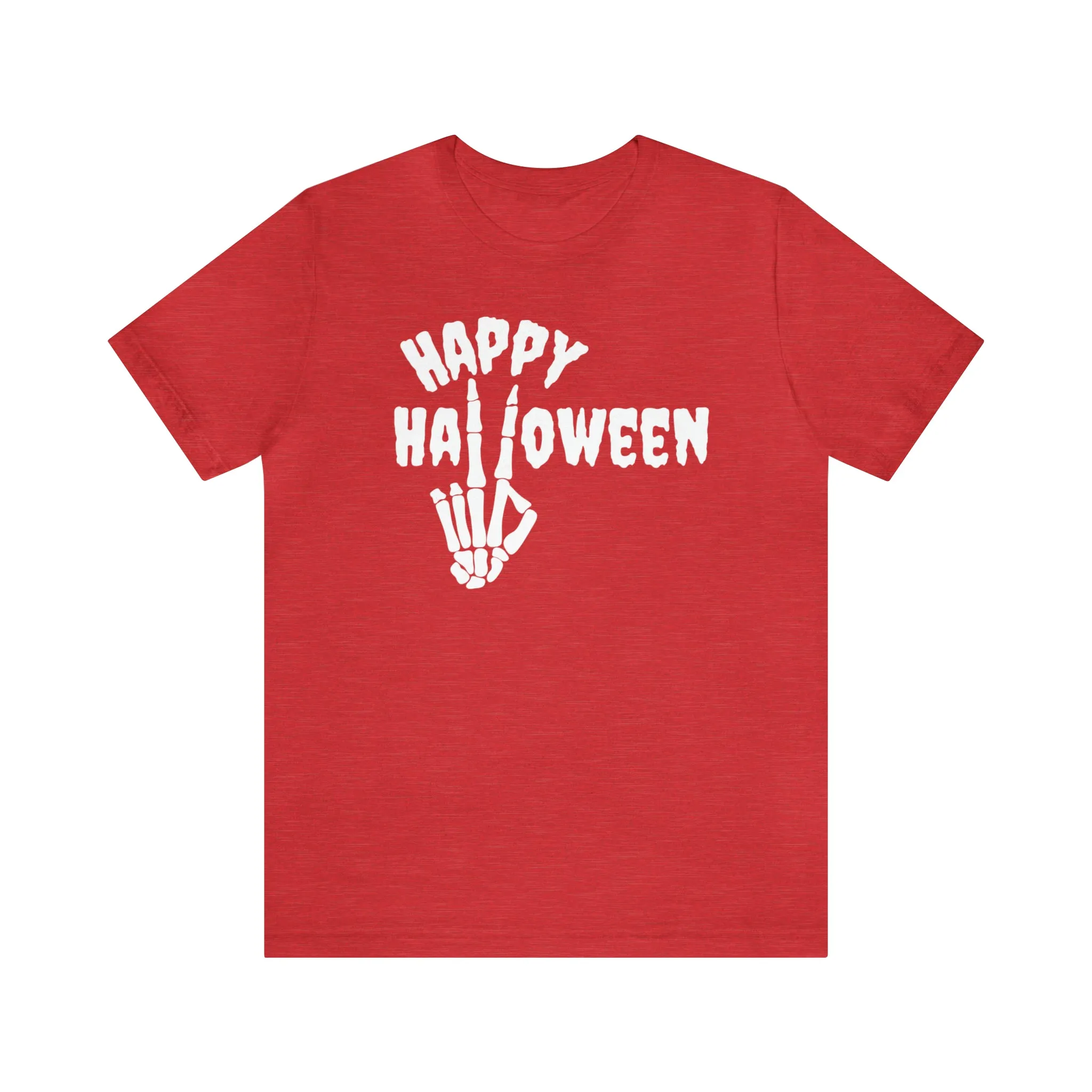 Happy Halloween T-Shirt | Skeleton Peace Sign Tee |  Bella Canvas 3001Unisex | Funny Short Sleeve Tshirt