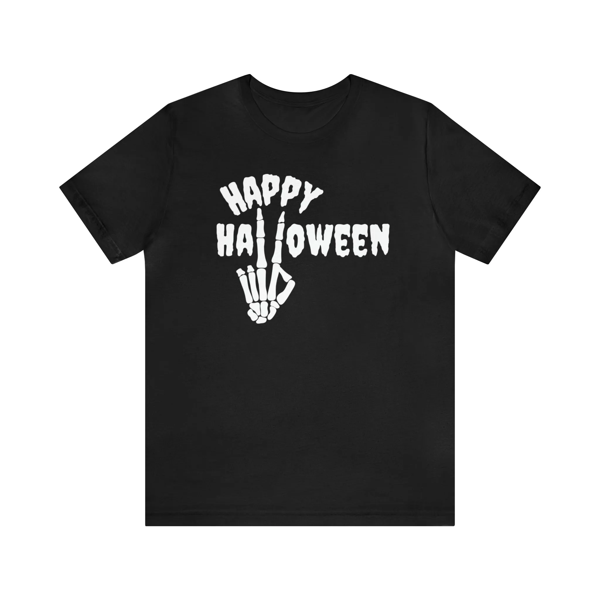 Happy Halloween T-Shirt | Skeleton Peace Sign Tee |  Bella Canvas 3001Unisex | Funny Short Sleeve Tshirt
