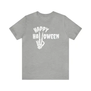 Happy Halloween T-Shirt | Skeleton Peace Sign Tee |  Bella Canvas 3001Unisex | Funny Short Sleeve Tshirt