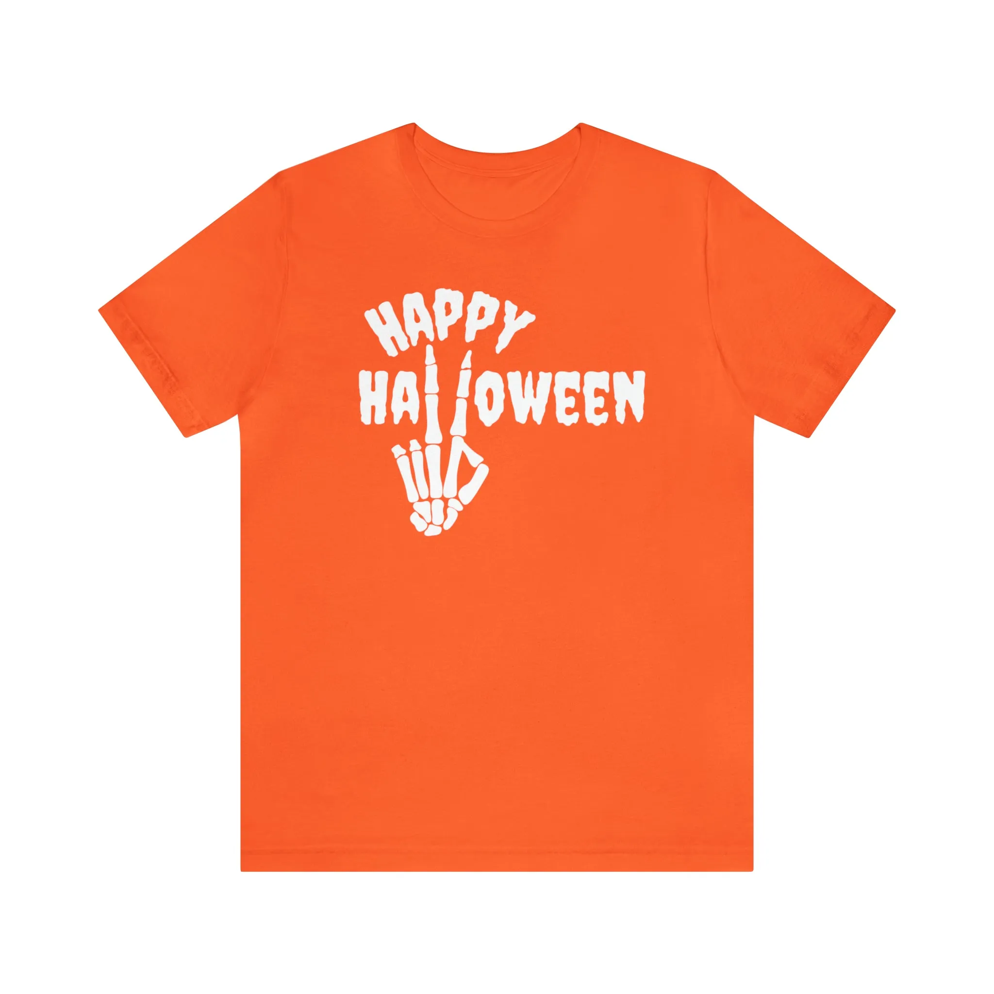 Happy Halloween T-Shirt | Skeleton Peace Sign Tee |  Bella Canvas 3001Unisex | Funny Short Sleeve Tshirt