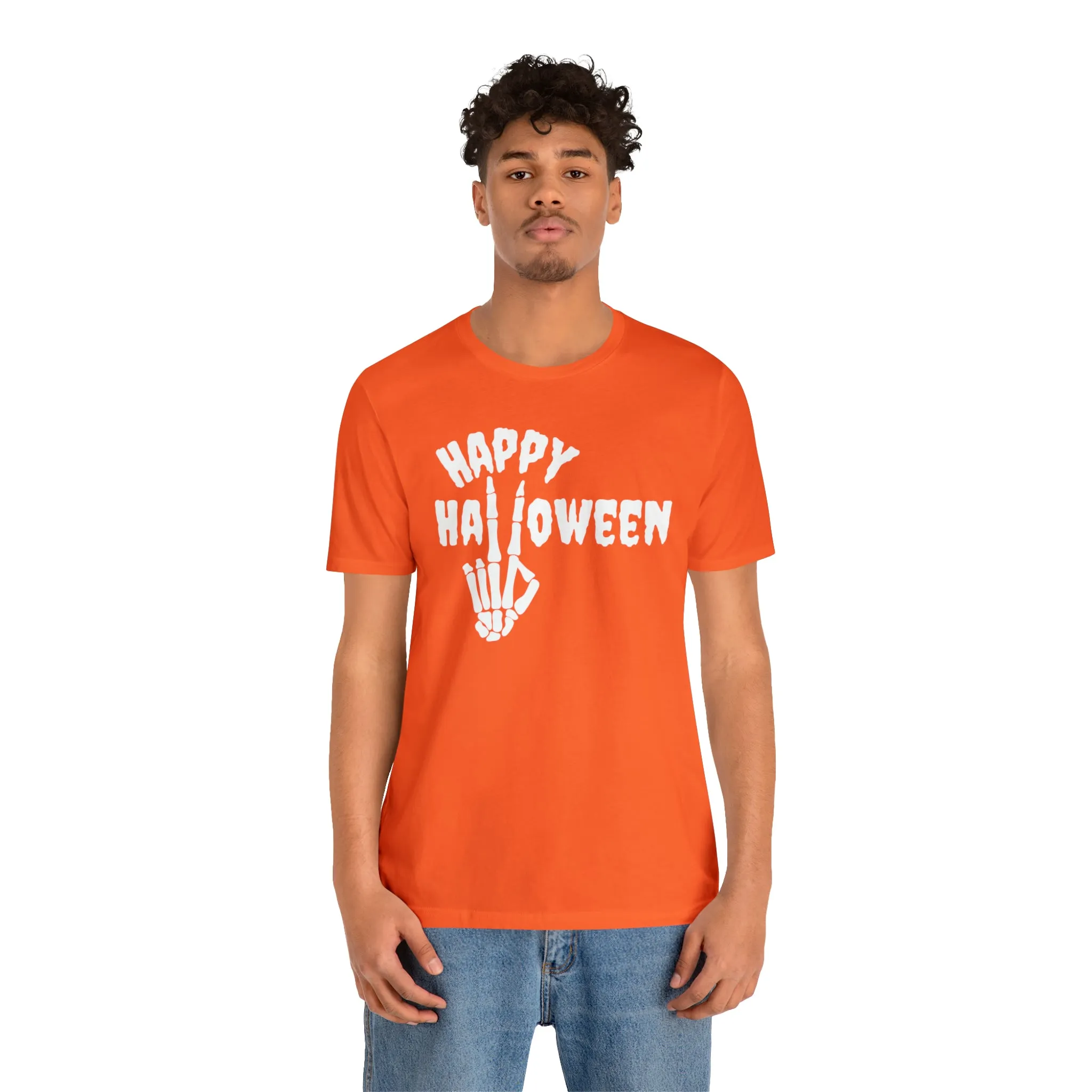 Happy Halloween T-Shirt | Skeleton Peace Sign Tee |  Bella Canvas 3001Unisex | Funny Short Sleeve Tshirt