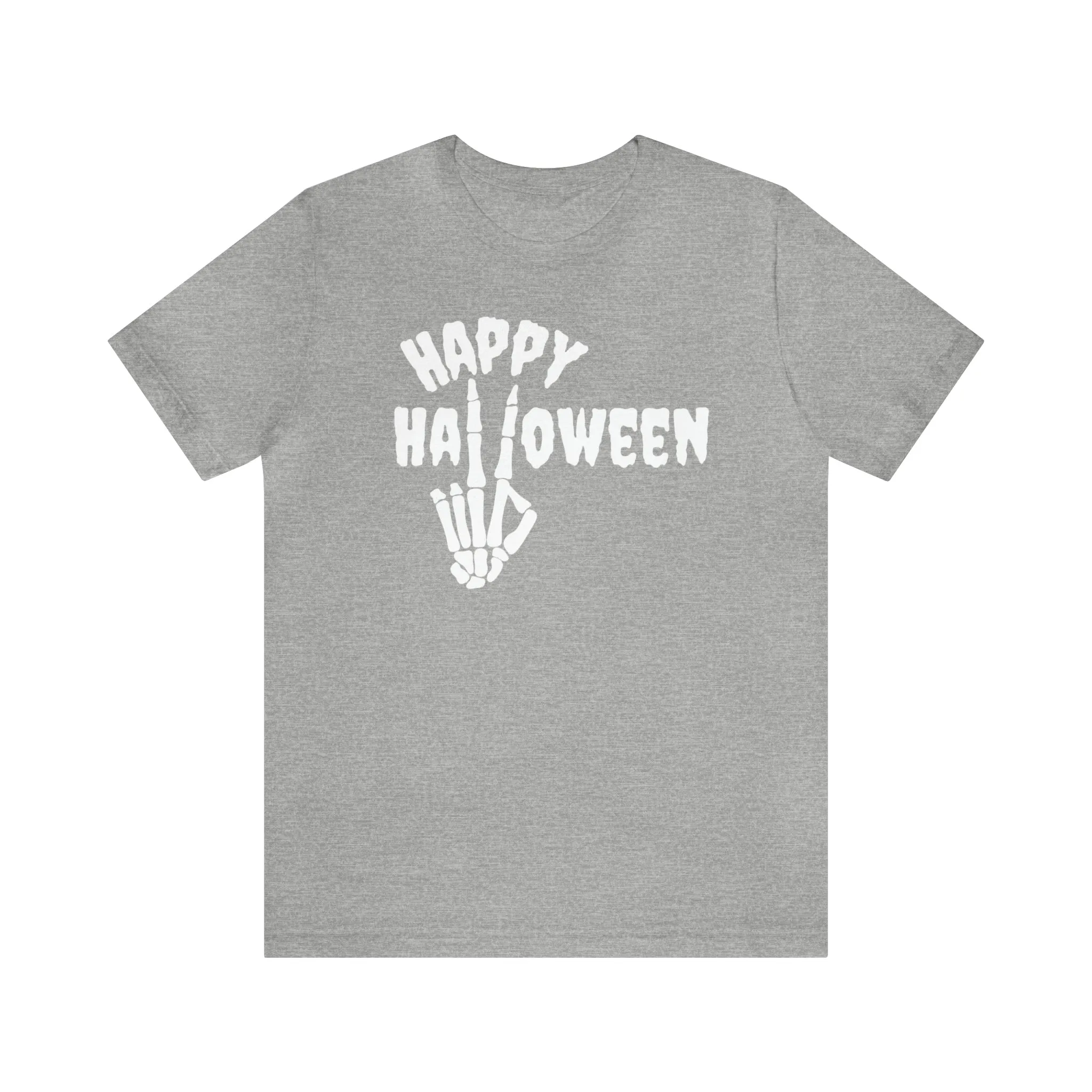 Happy Halloween T-Shirt | Skeleton Peace Sign Tee |  Bella Canvas 3001Unisex | Funny Short Sleeve Tshirt