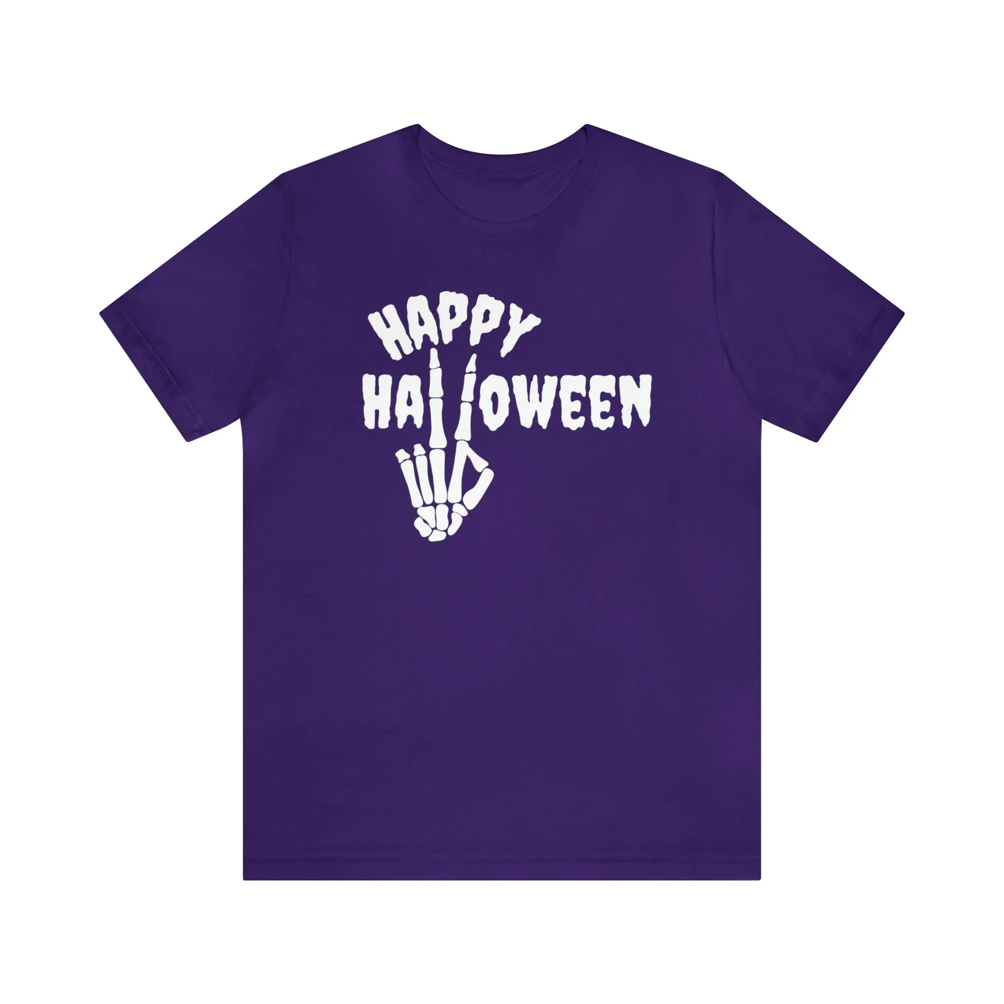 Happy Halloween T-Shirt | Skeleton Peace Sign Tee |  Bella Canvas 3001Unisex | Funny Short Sleeve Tshirt