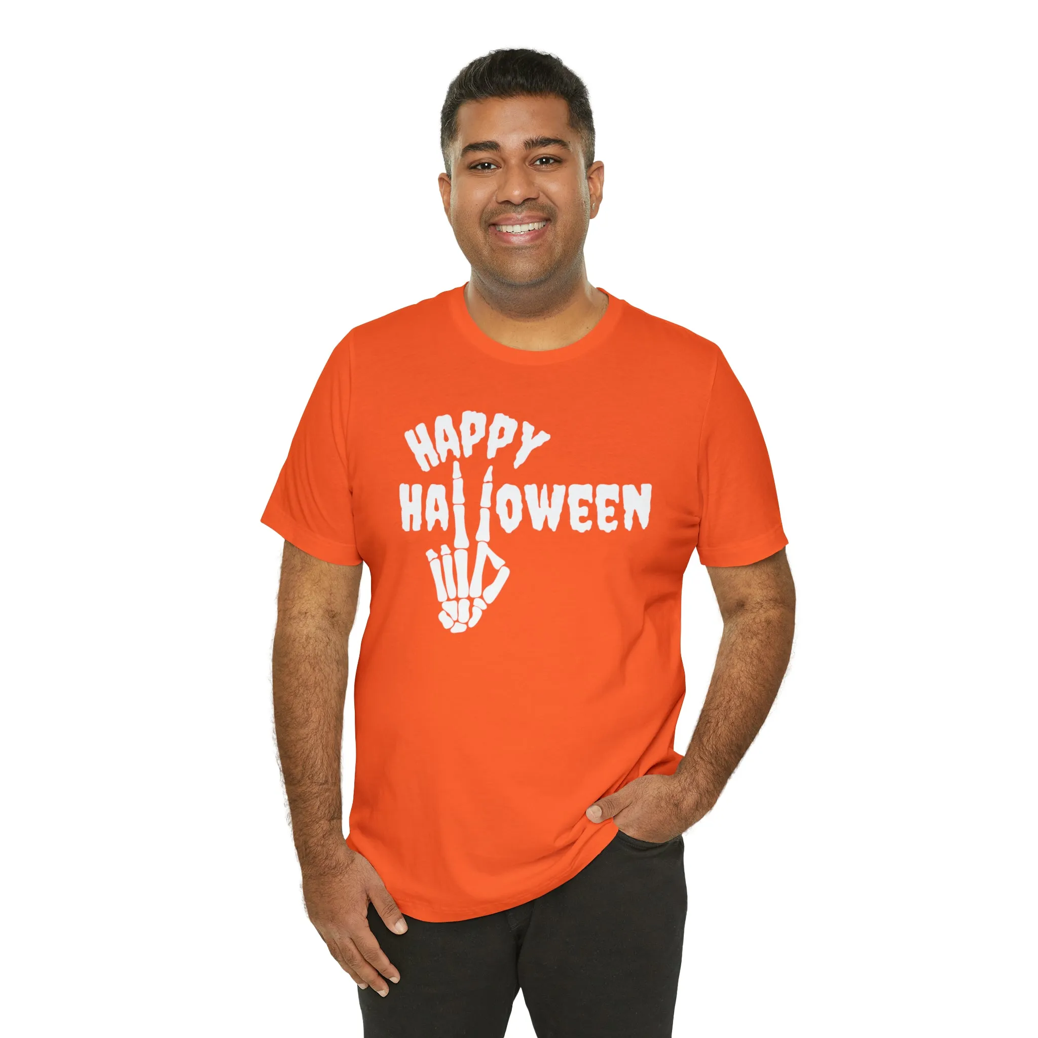 Happy Halloween T-Shirt | Skeleton Peace Sign Tee |  Bella Canvas 3001Unisex | Funny Short Sleeve Tshirt