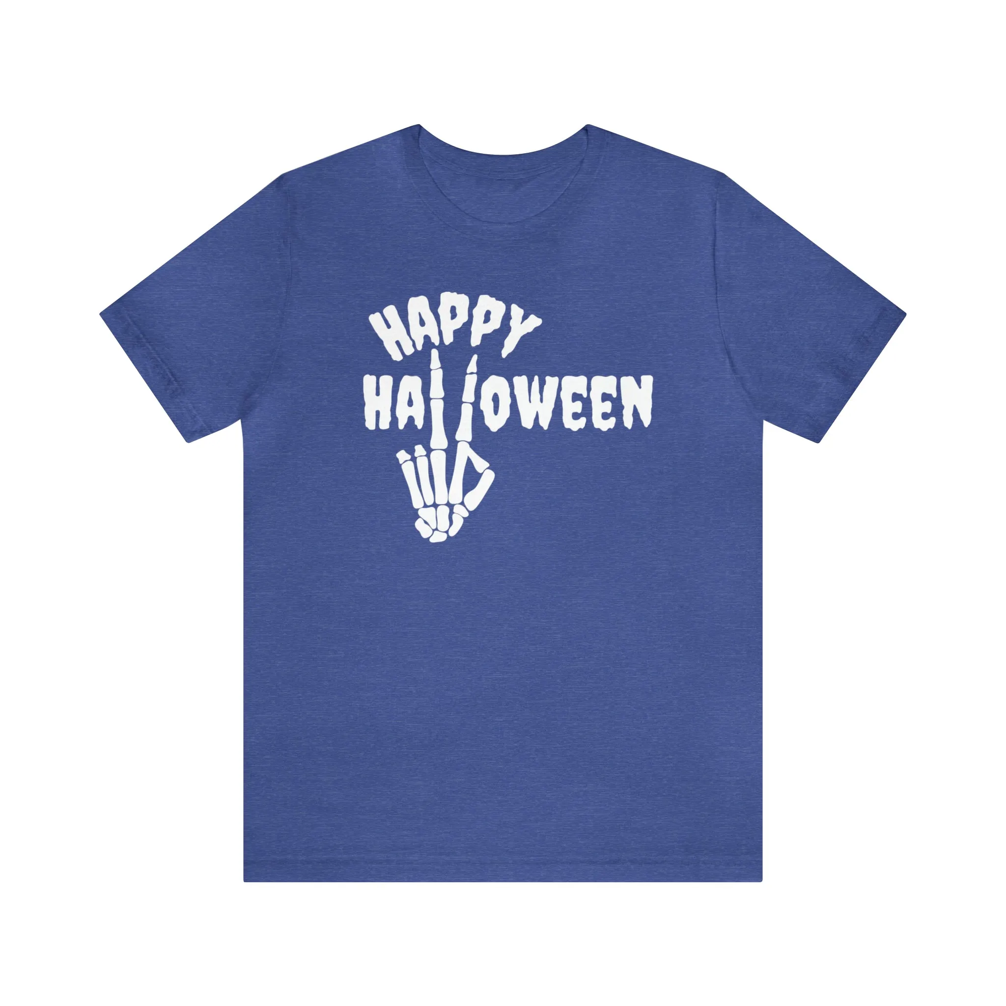 Happy Halloween T-Shirt | Skeleton Peace Sign Tee |  Bella Canvas 3001Unisex | Funny Short Sleeve Tshirt