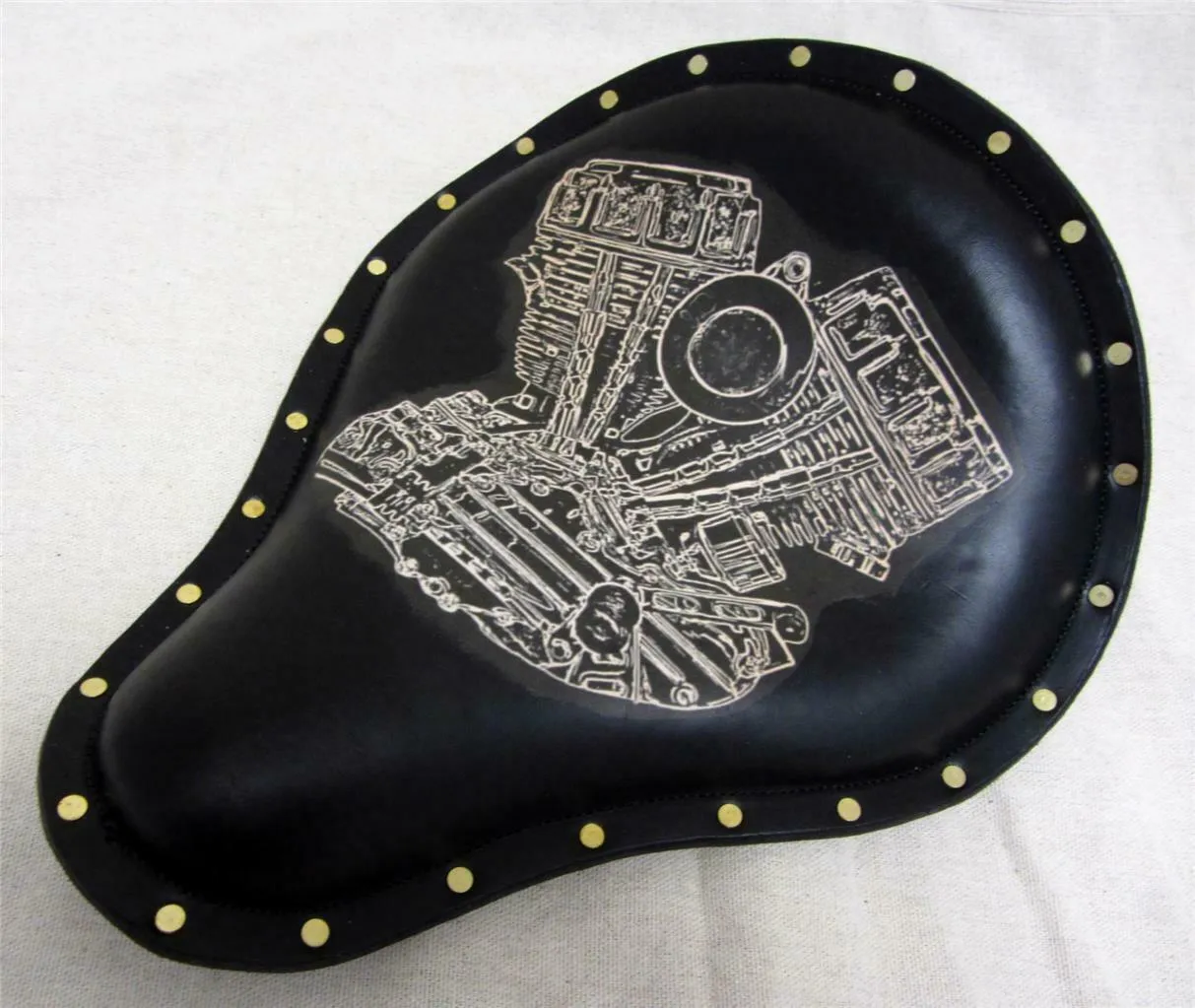 Harley Chopper Sportster Spring Solo Seat 12X13 Panhead Tattoo Brass Rivets