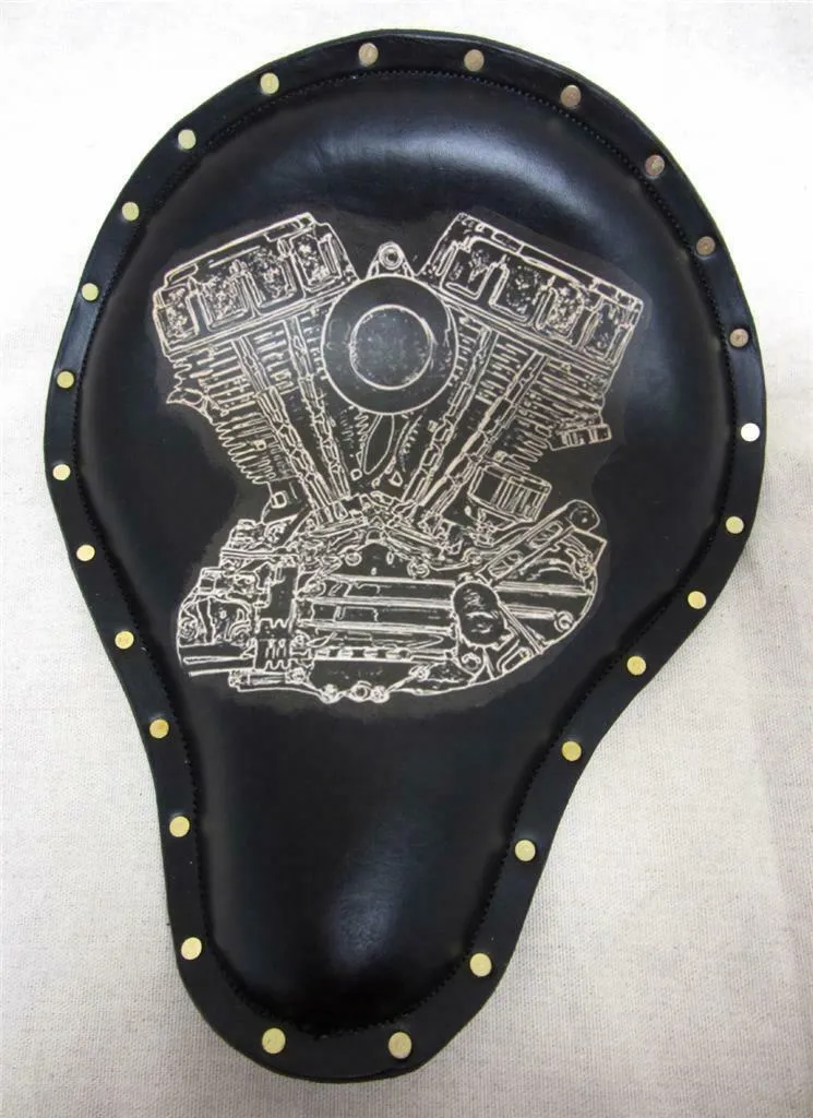 Harley Chopper Sportster Spring Solo Seat 12X13 Panhead Tattoo Brass Rivets