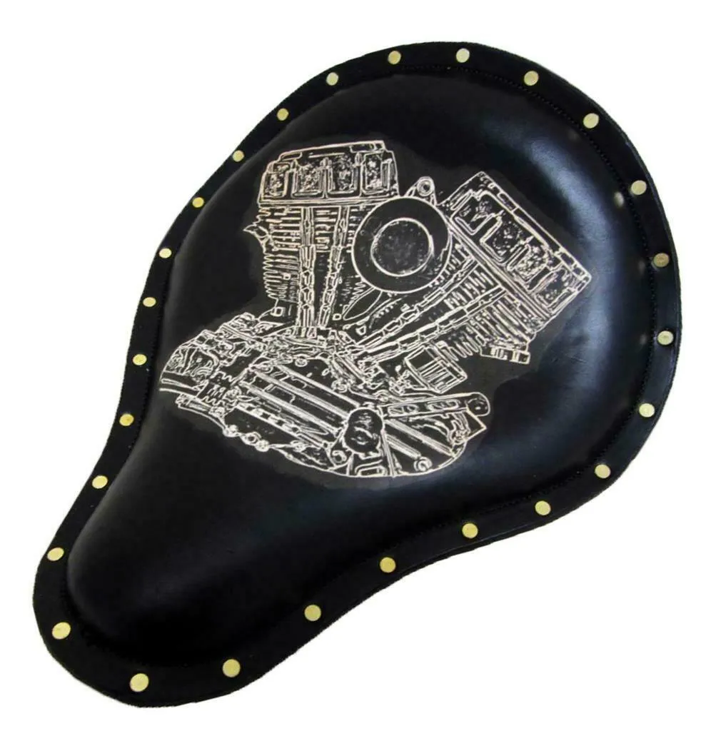 Harley Chopper Sportster Spring Solo Seat 12X13 Panhead Tattoo Brass Rivets