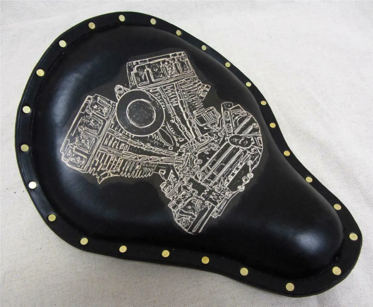 Harley Chopper Sportster Spring Solo Seat 12X13 Panhead Tattoo Brass Rivets