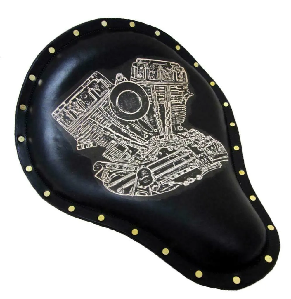 Harley Chopper Sportster Spring Solo Seat 12X13 Panhead Tattoo Brass Rivets