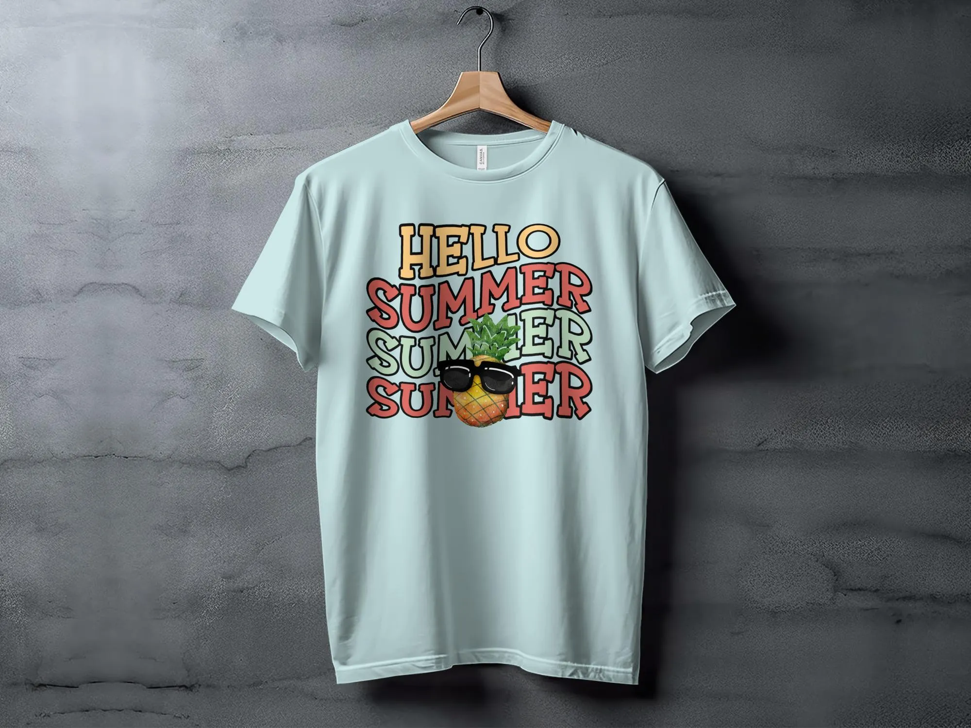 Hello Summer Pineapple T-Shirt, Cute Tropical Fruit Tee, Beach Vacation Shirt, Sunglasses Pineapple Graphic Top, Unisex Apparel