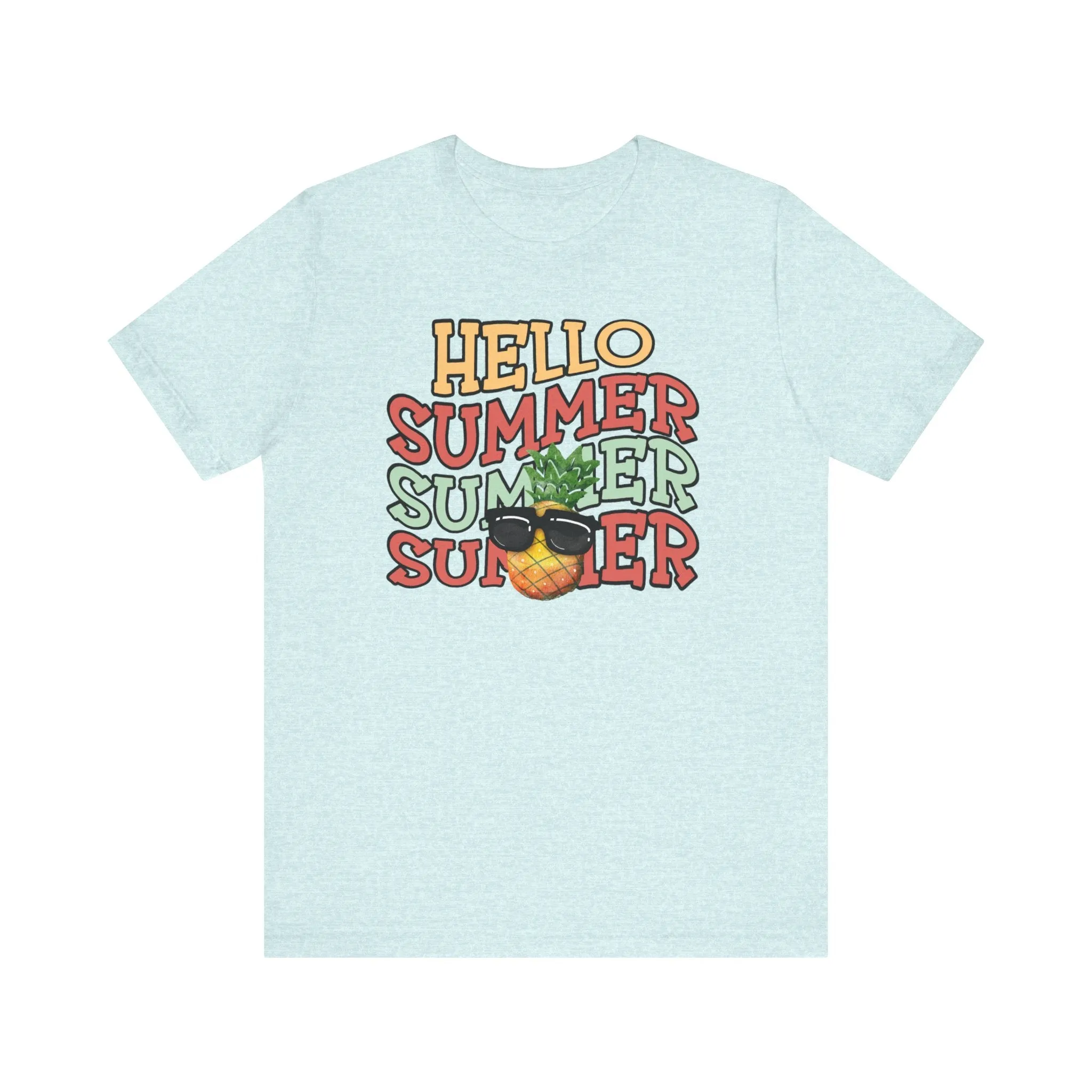 Hello Summer Pineapple T-Shirt, Cute Tropical Fruit Tee, Beach Vacation Shirt, Sunglasses Pineapple Graphic Top, Unisex Apparel