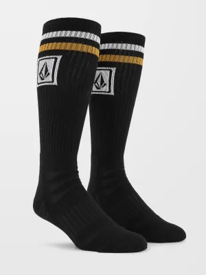 High Stripe Ramp Stone Skate Socks - BLACK