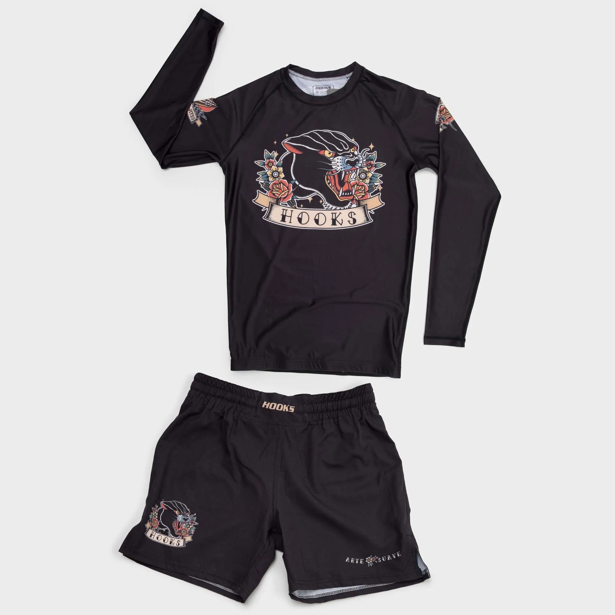Hooks Long Sleeve BJJ Rash Guard - Pantera Negra
