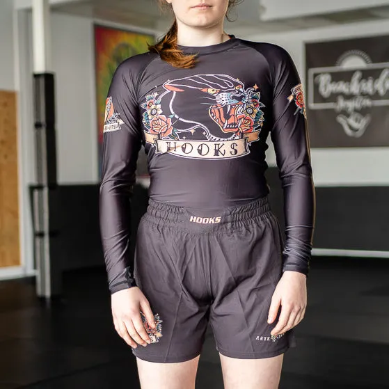 Hooks Long Sleeve BJJ Rash Guard - Pantera Negra
