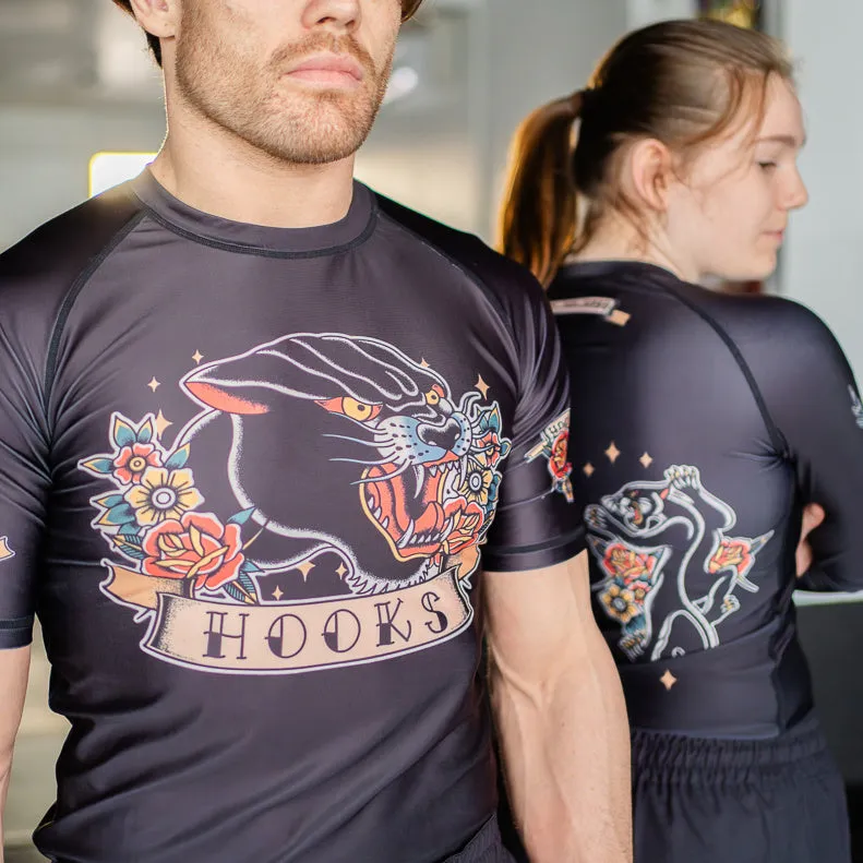 Hooks Short Sleeve BJJ Rash Guard - Pantera Negra