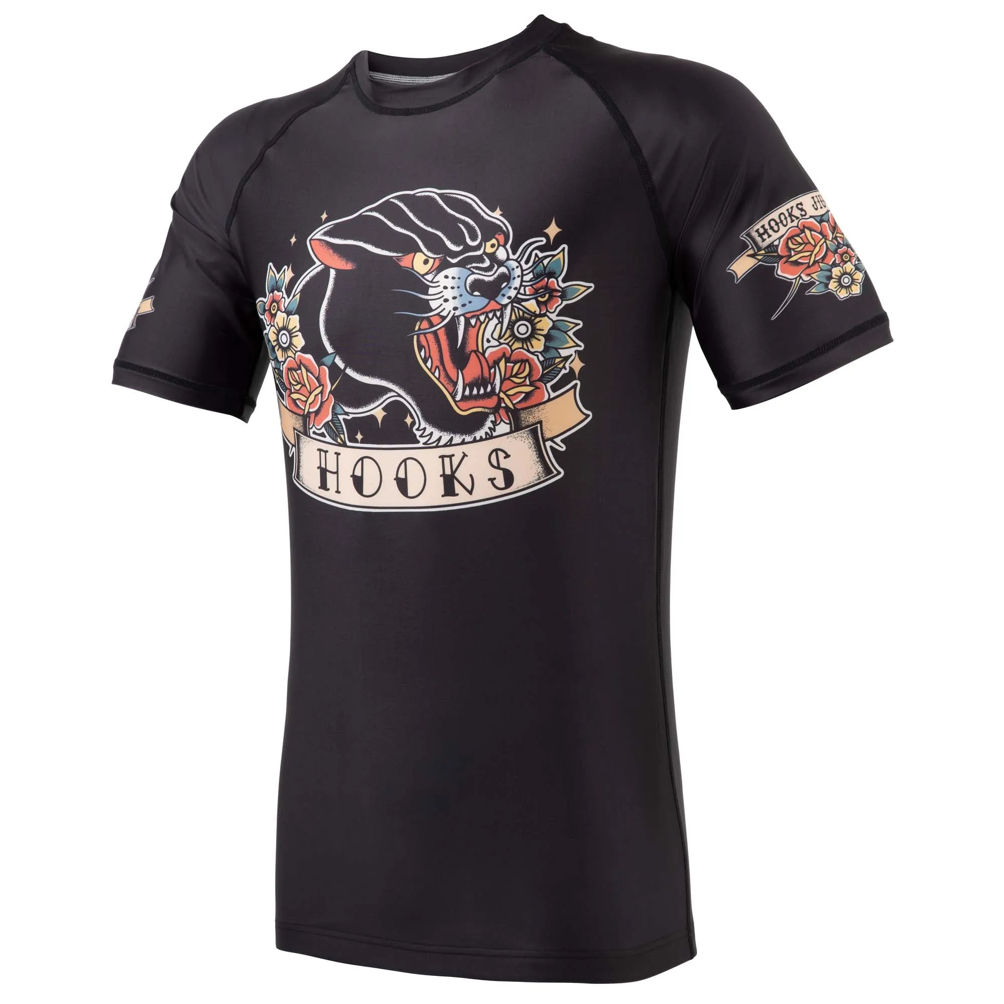 Hooks Short Sleeve BJJ Rash Guard - Pantera Negra