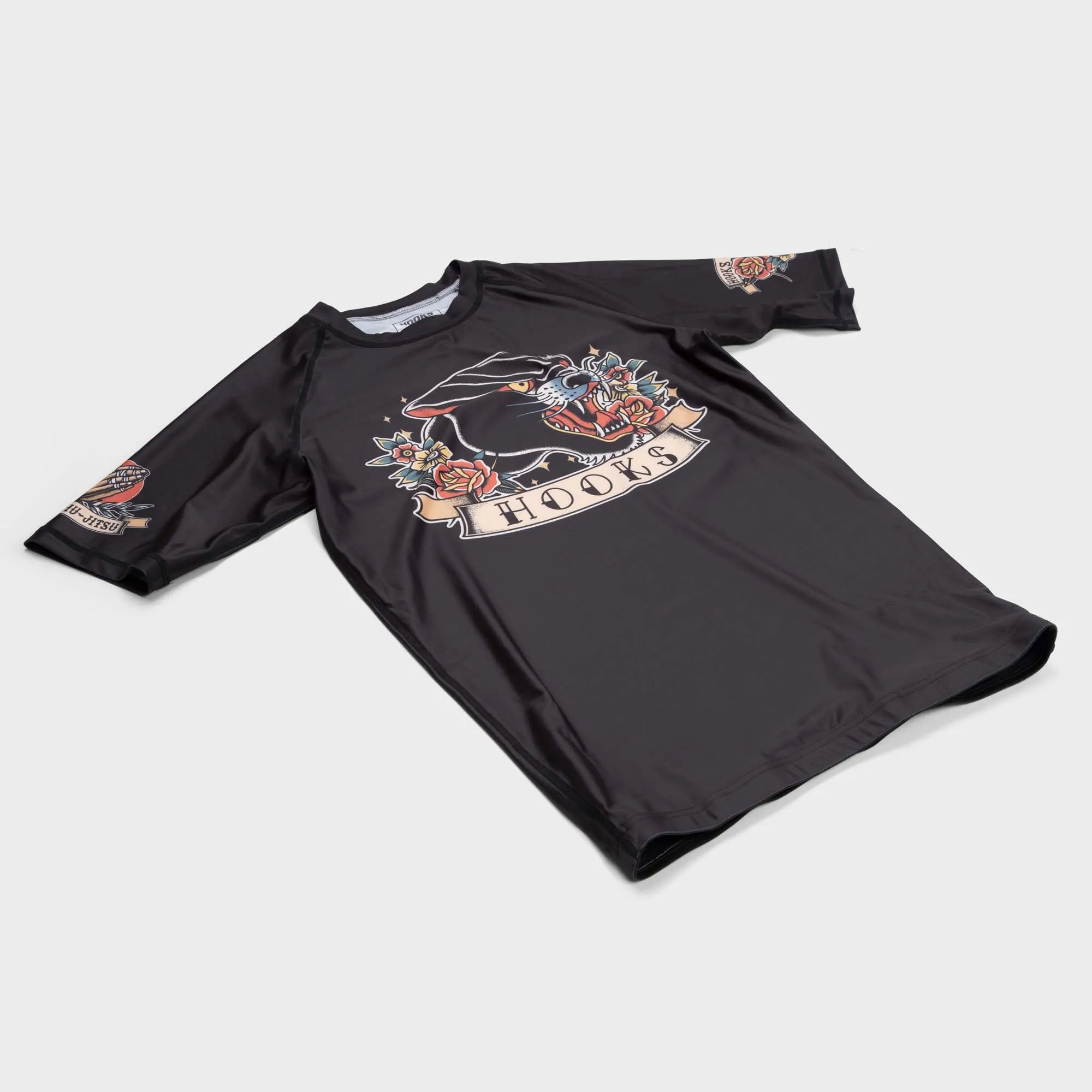 Hooks Short Sleeve BJJ Rash Guard - Pantera Negra
