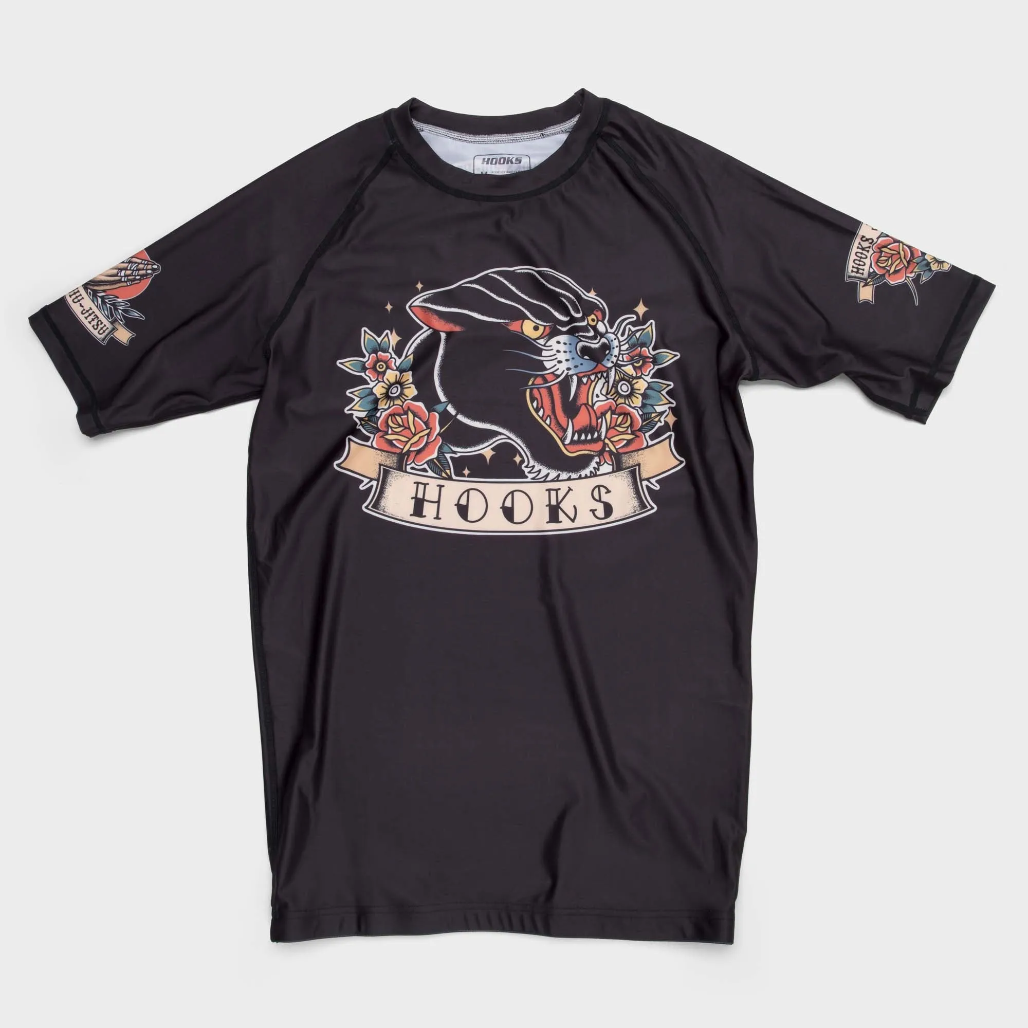 Hooks Short Sleeve BJJ Rash Guard - Pantera Negra