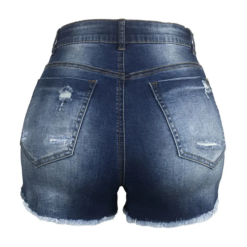 Individuality Newest Women's High Waist Stretchy Denim Shorts