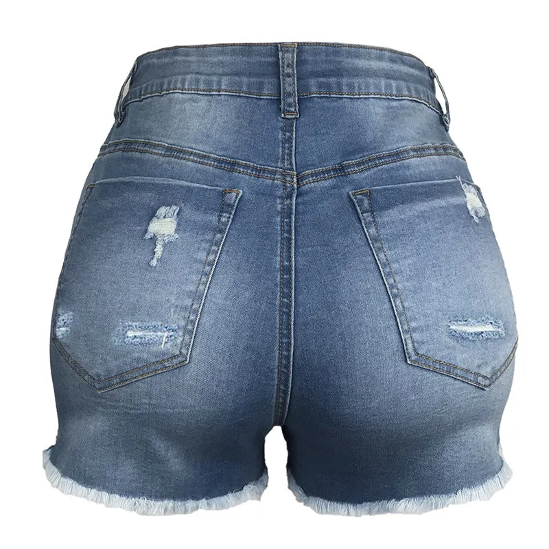 Individuality Newest Women's High Waist Stretchy Denim Shorts