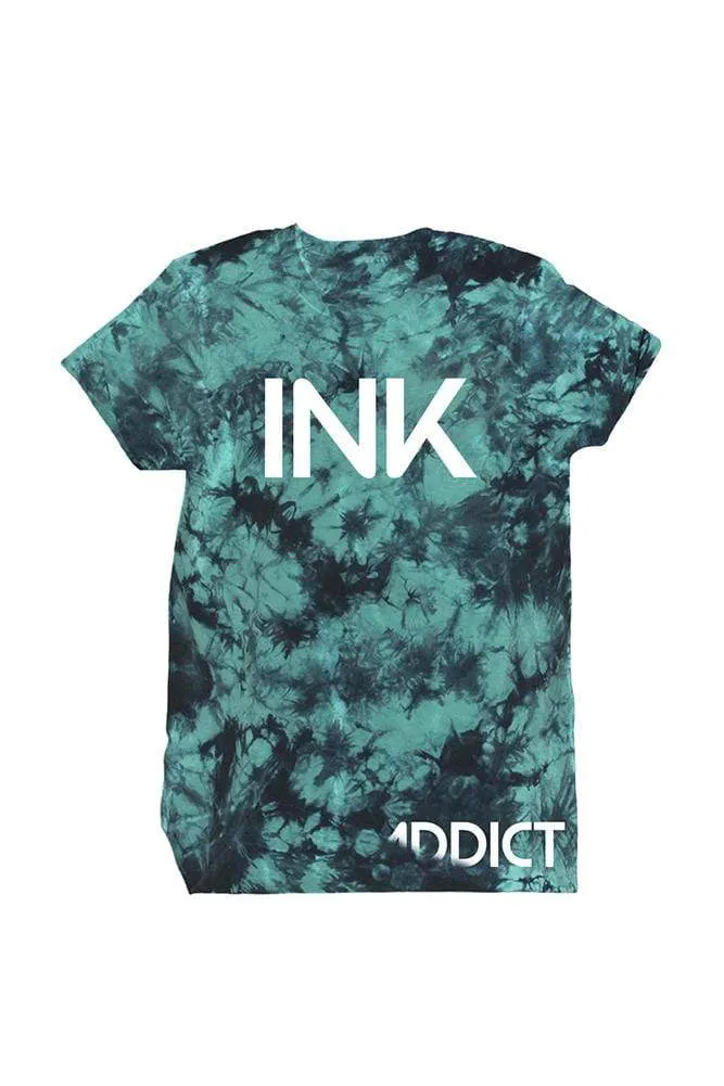 InkAddict MENS INK TEAL TIE DYE Tee Shirt