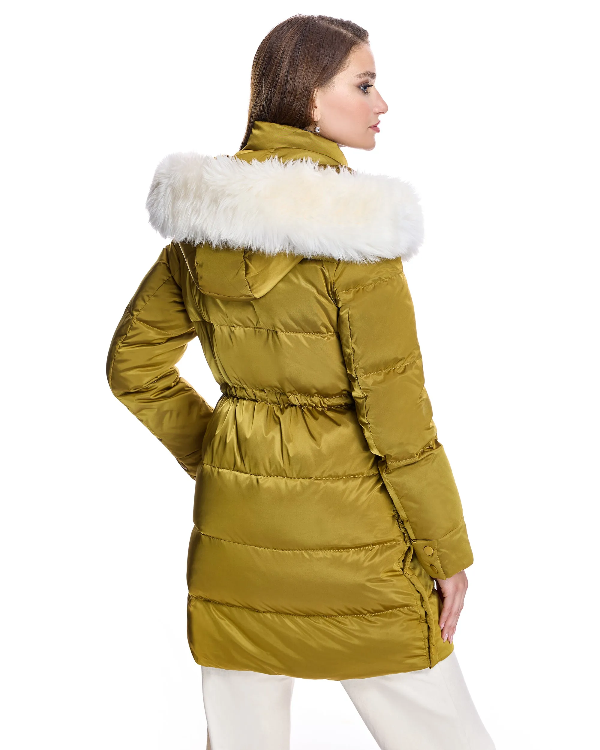 Julia & Stella by Maximilian Shearling Trimmed Puffer Coat