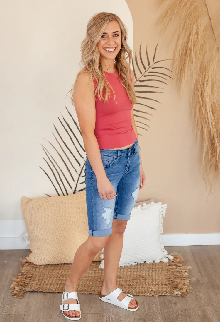 Kan Can Distressed Shorts
