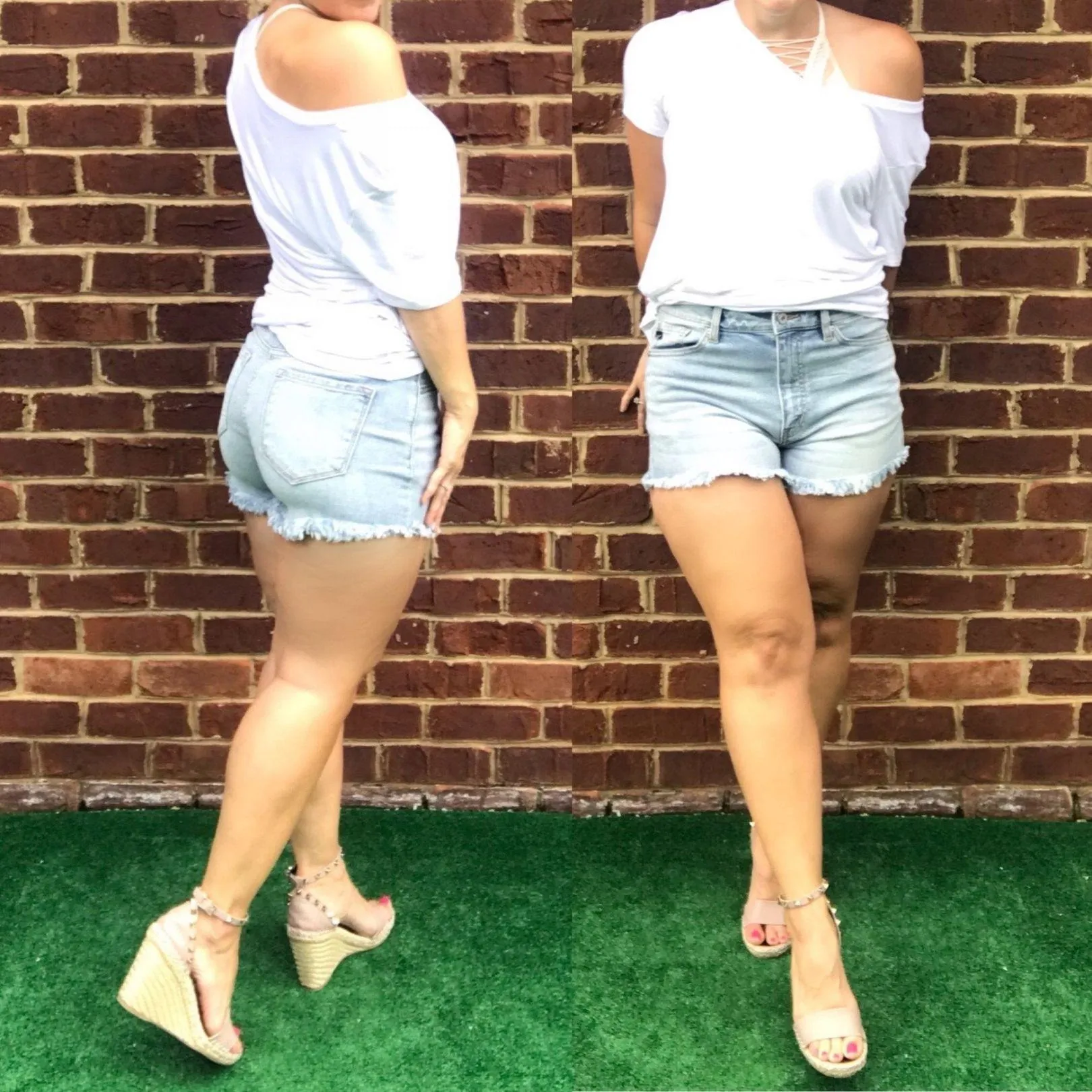 KANCAN KC8362L High Rise Light Wash Denim Shorts