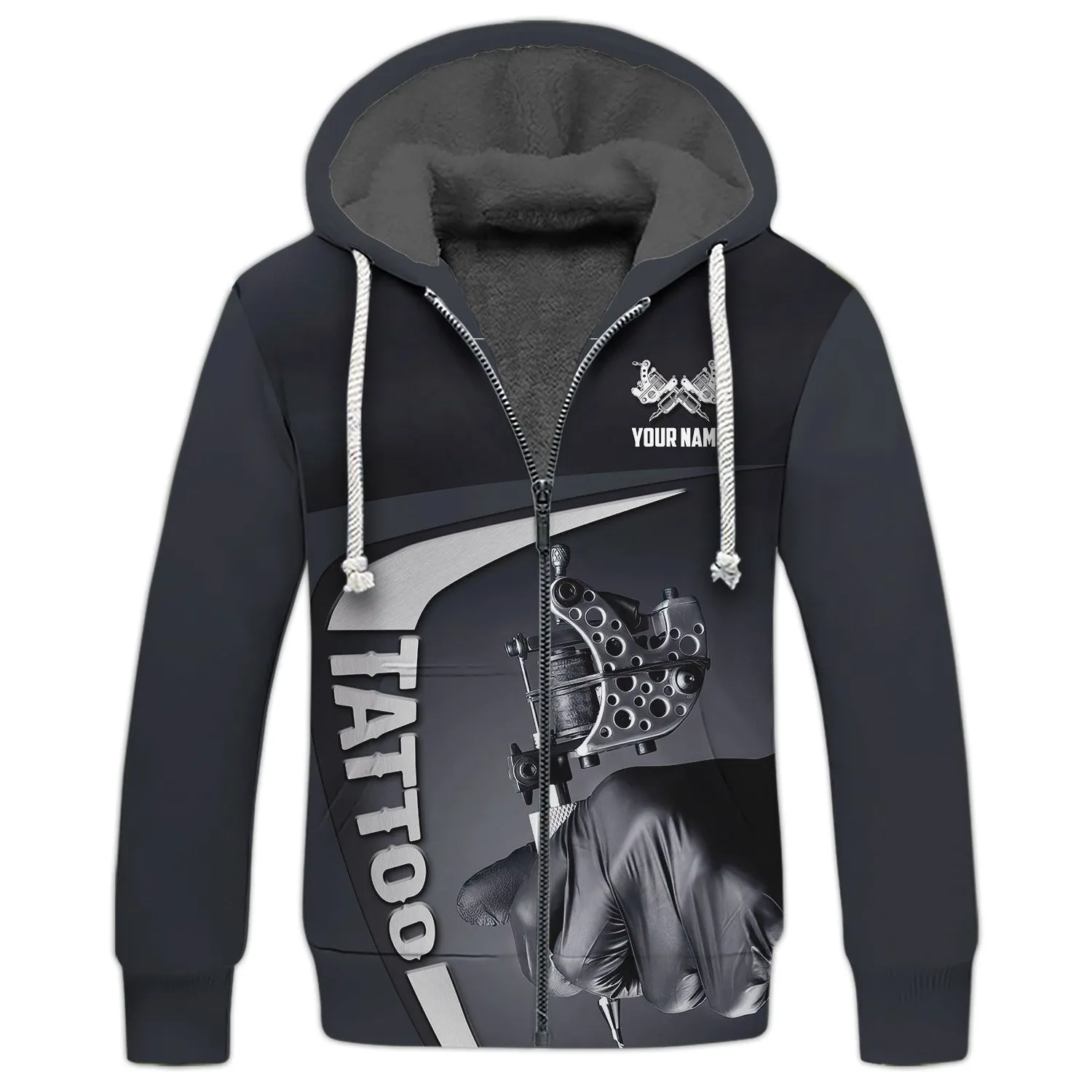 Latest Tattoo Artist Shop Personalized Name Zipper Hoodie, 3D Hoodie
