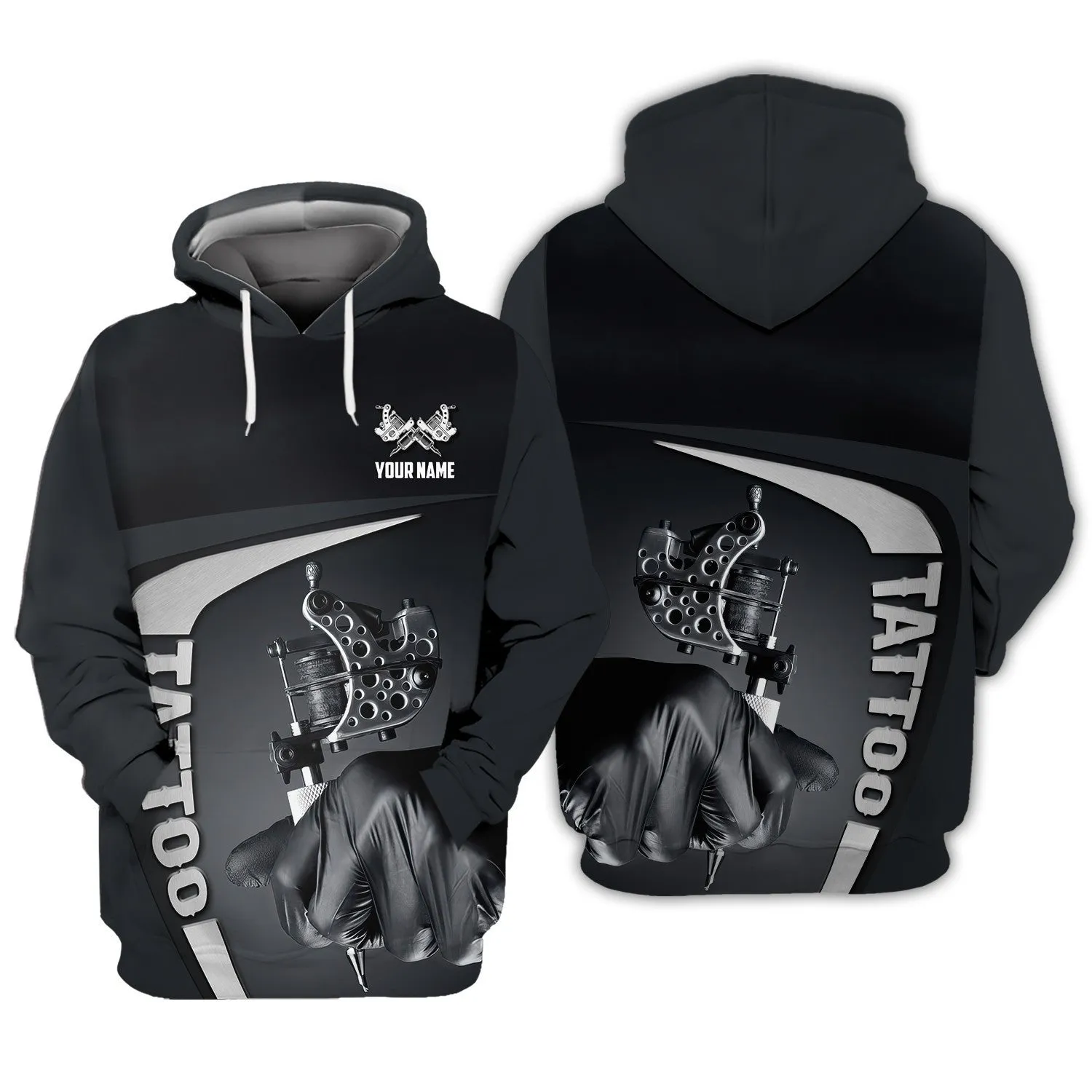 Latest Tattoo Artist Shop Personalized Name Zipper Hoodie, 3D Hoodie