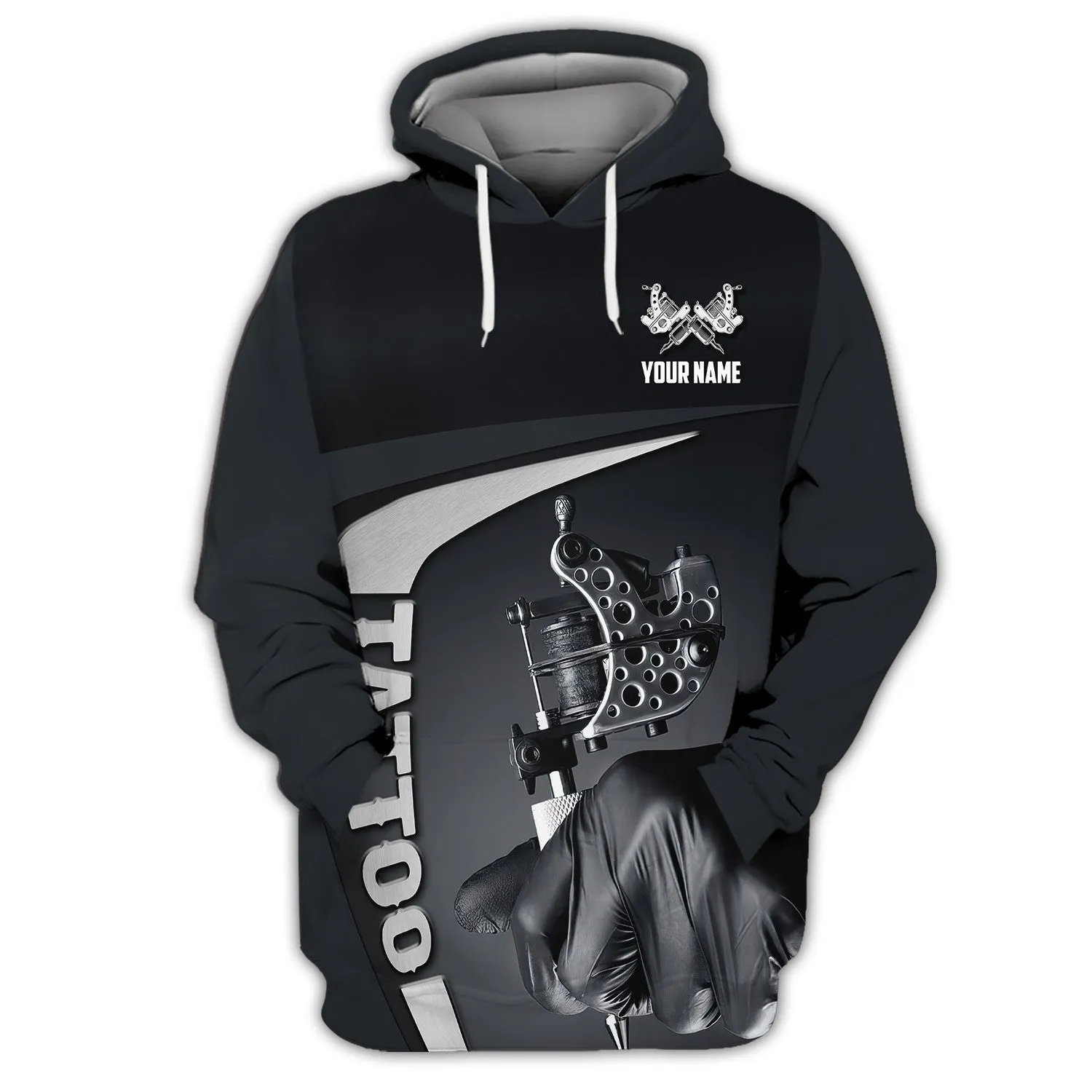 Latest Tattoo Artist Shop Personalized Name Zipper Hoodie, 3D Hoodie