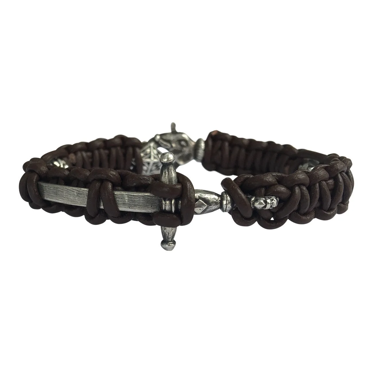 Leather and Sword Bracelet