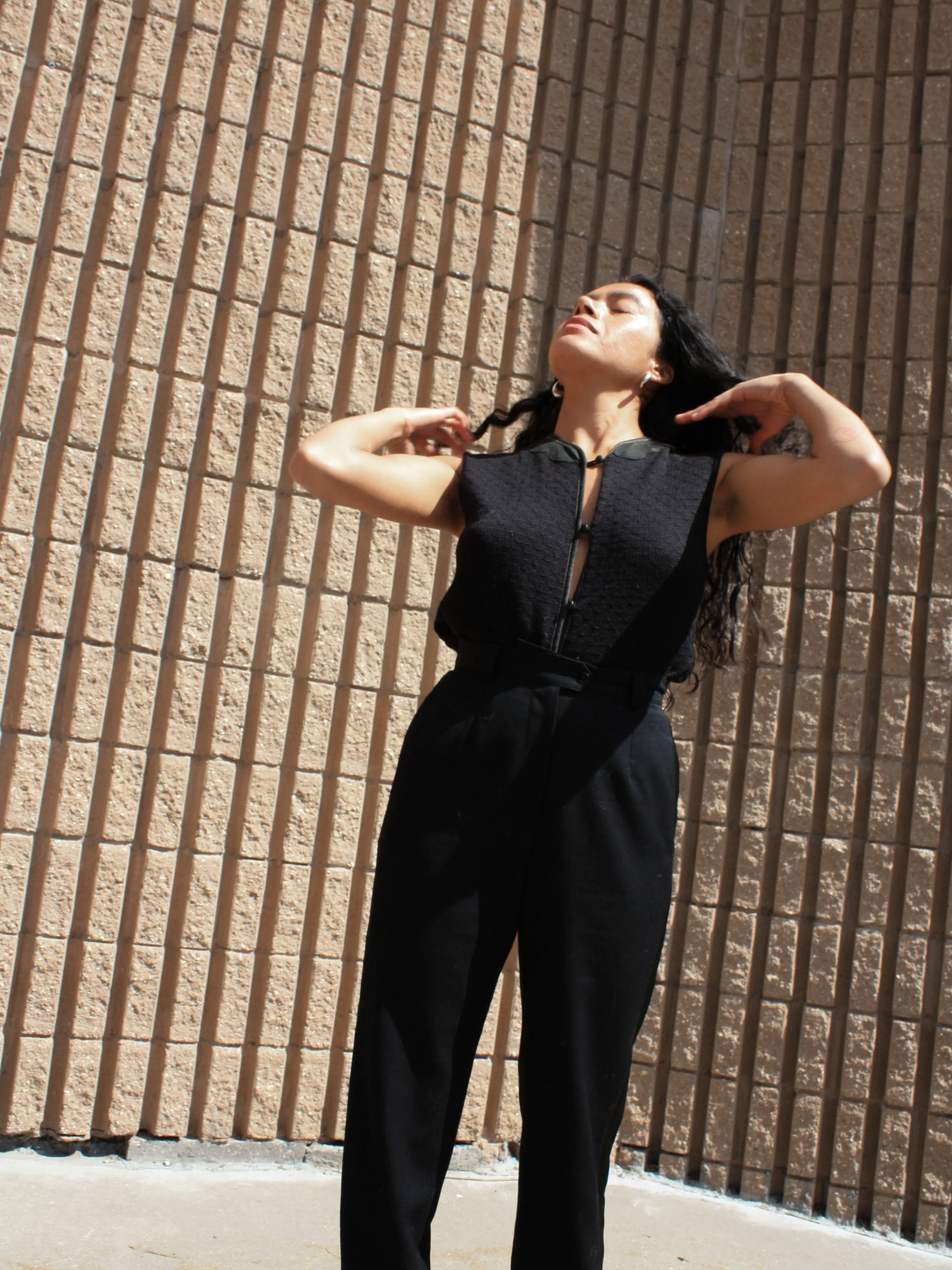 Leather Trimmed Knit Vest