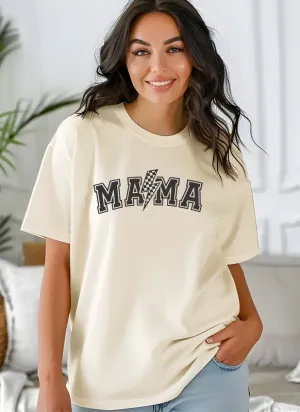 Lightening Bolt Checkered Mama Tee