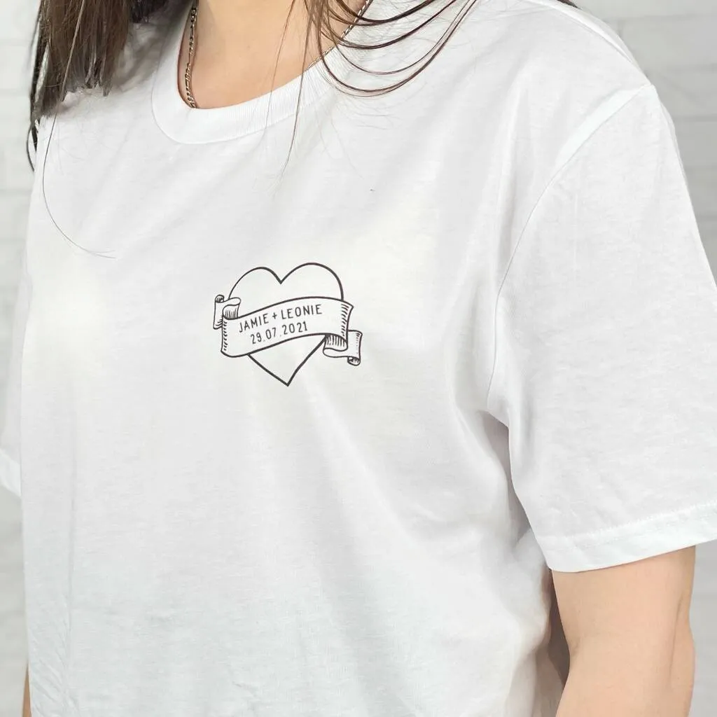 Lovers Tattoo Style T Shirt Personalised With Date