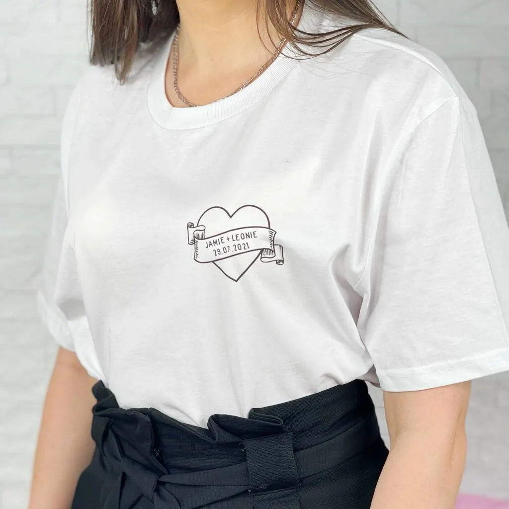 Lovers Tattoo Style T Shirt Set Personalised With Date