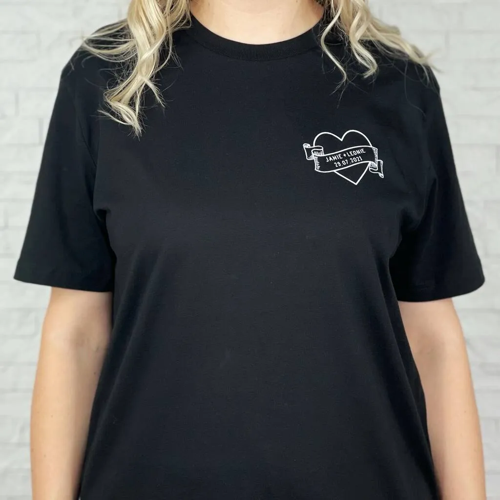 Lovers Tattoo Style T Shirt Set Personalised With Date