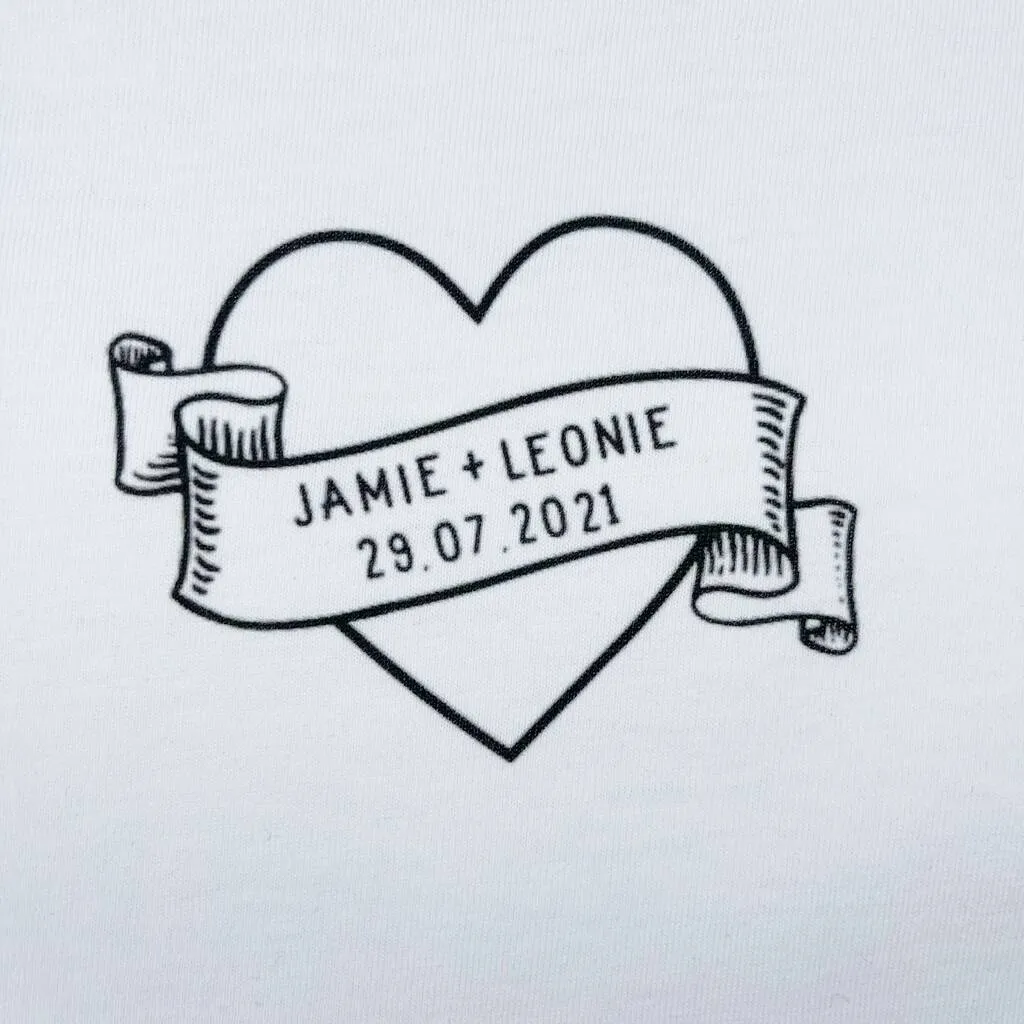 Lovers Tattoo Style T Shirt Set Personalised With Date