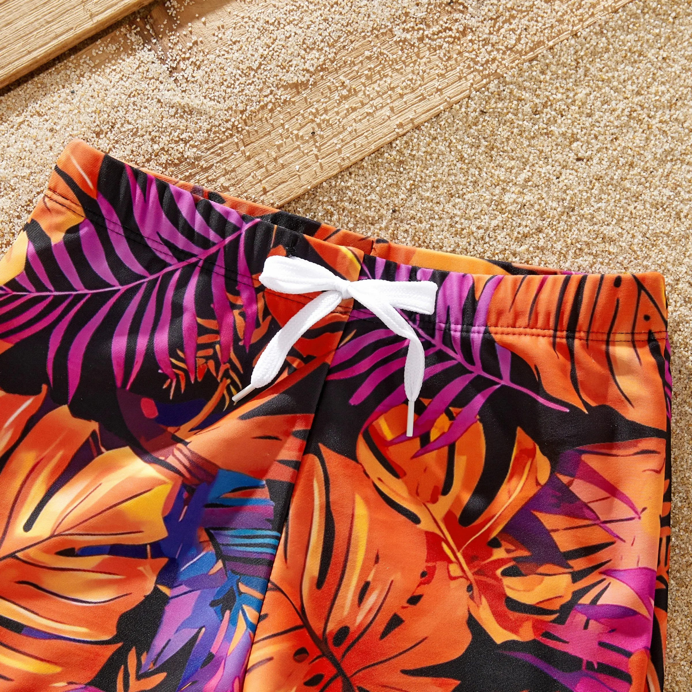 Matching Family Swimwear: Floral Drawstring Trunks or Bandeau Bikini Top