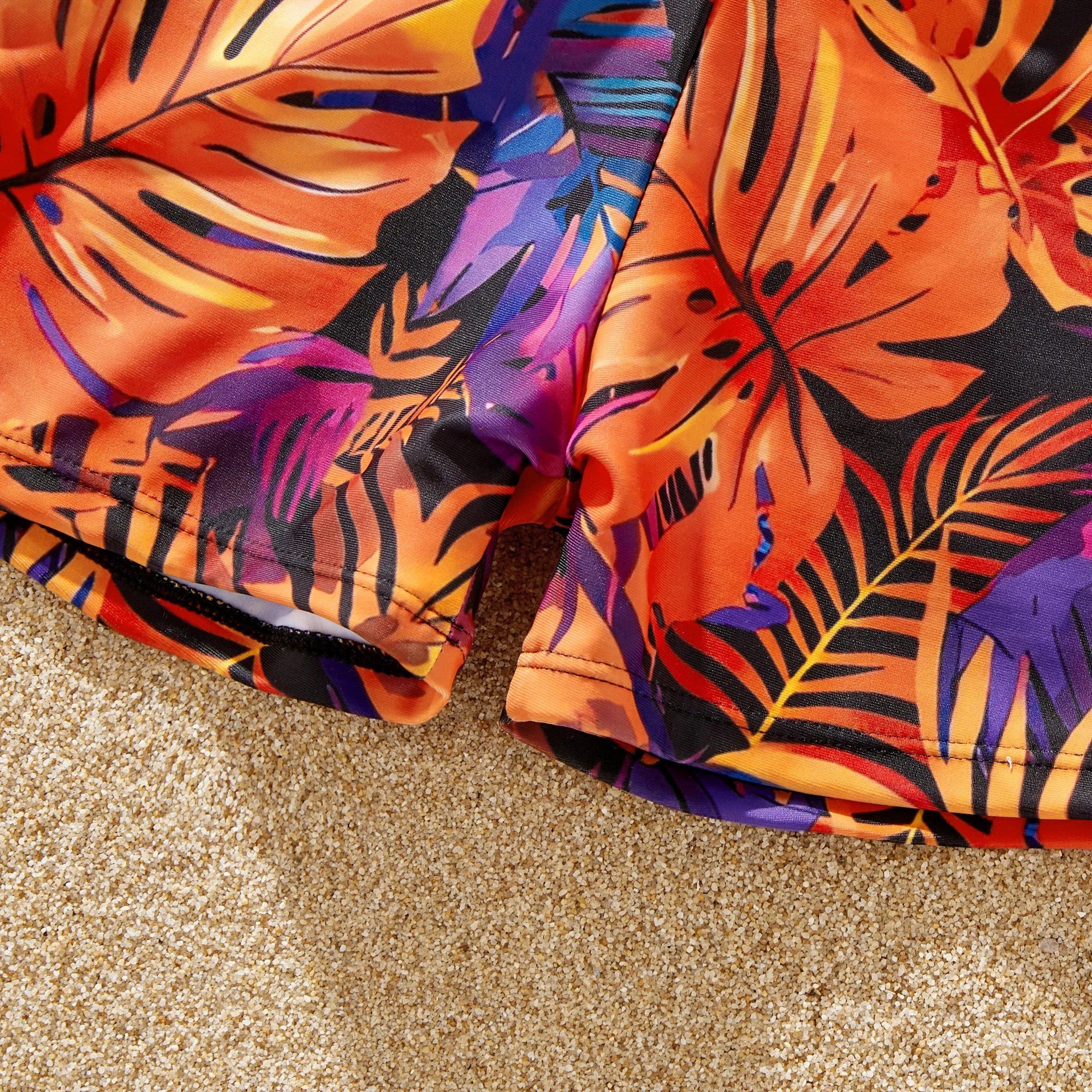Matching Family Swimwear: Floral Drawstring Trunks or Bandeau Bikini Top