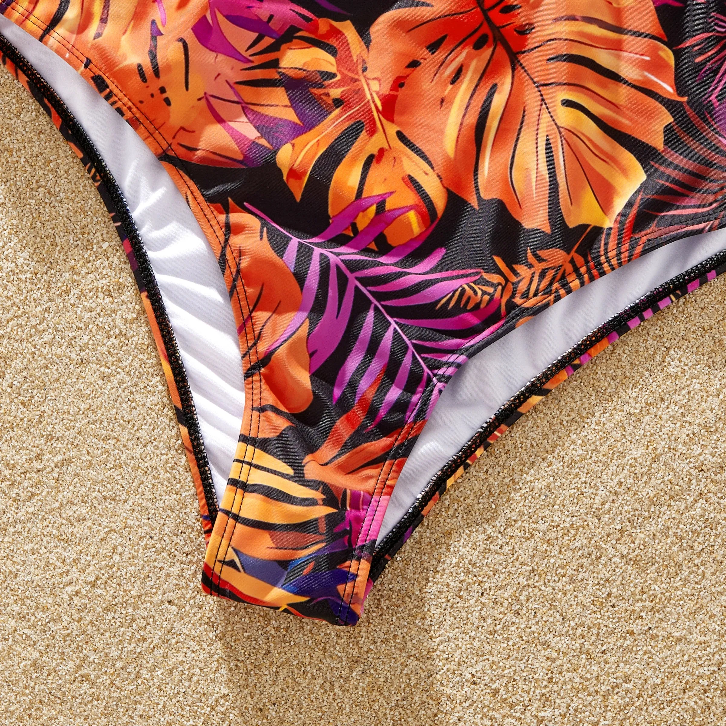 Matching Family Swimwear: Floral Drawstring Trunks or Bandeau Bikini Top