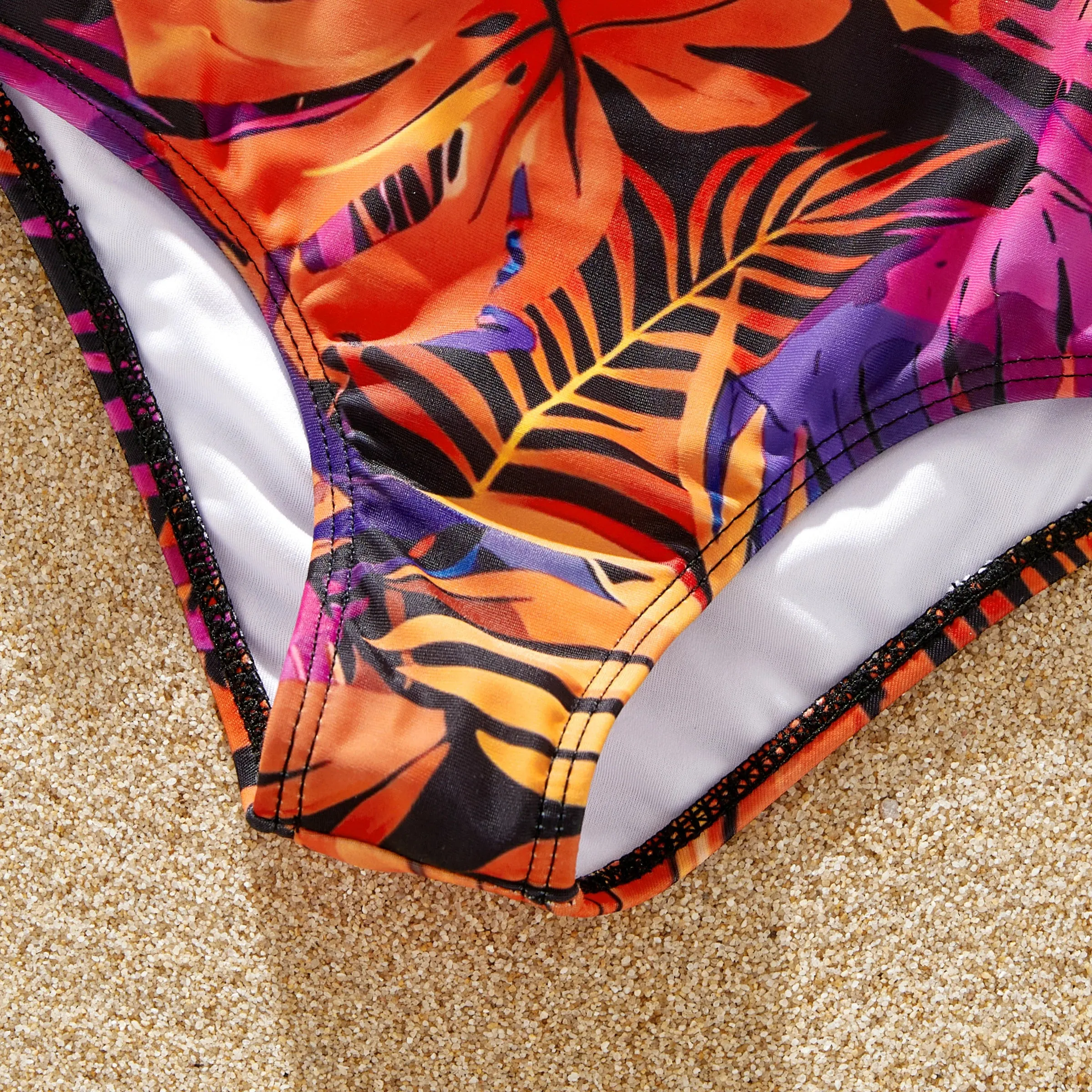 Matching Family Swimwear: Floral Drawstring Trunks or Bandeau Bikini Top
