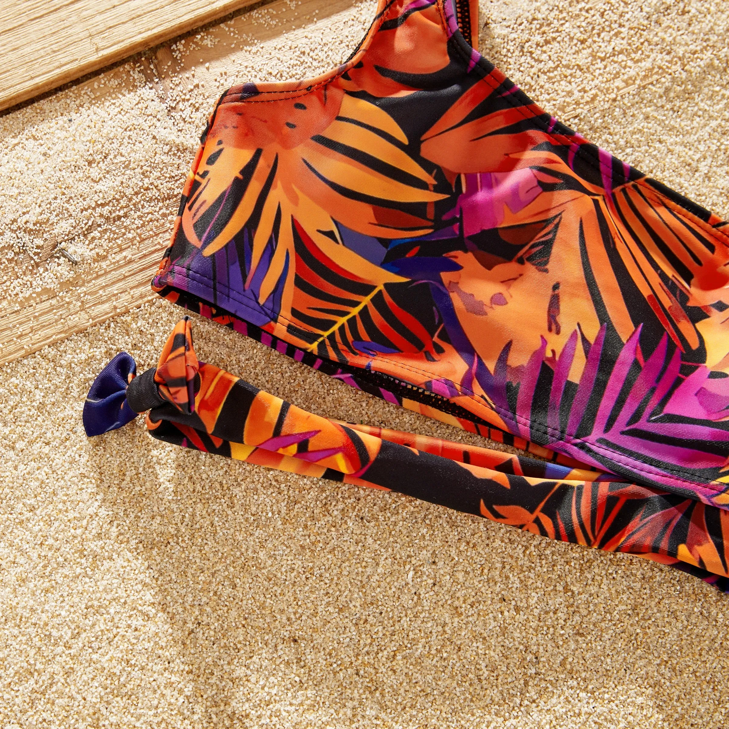 Matching Family Swimwear: Floral Drawstring Trunks or Bandeau Bikini Top