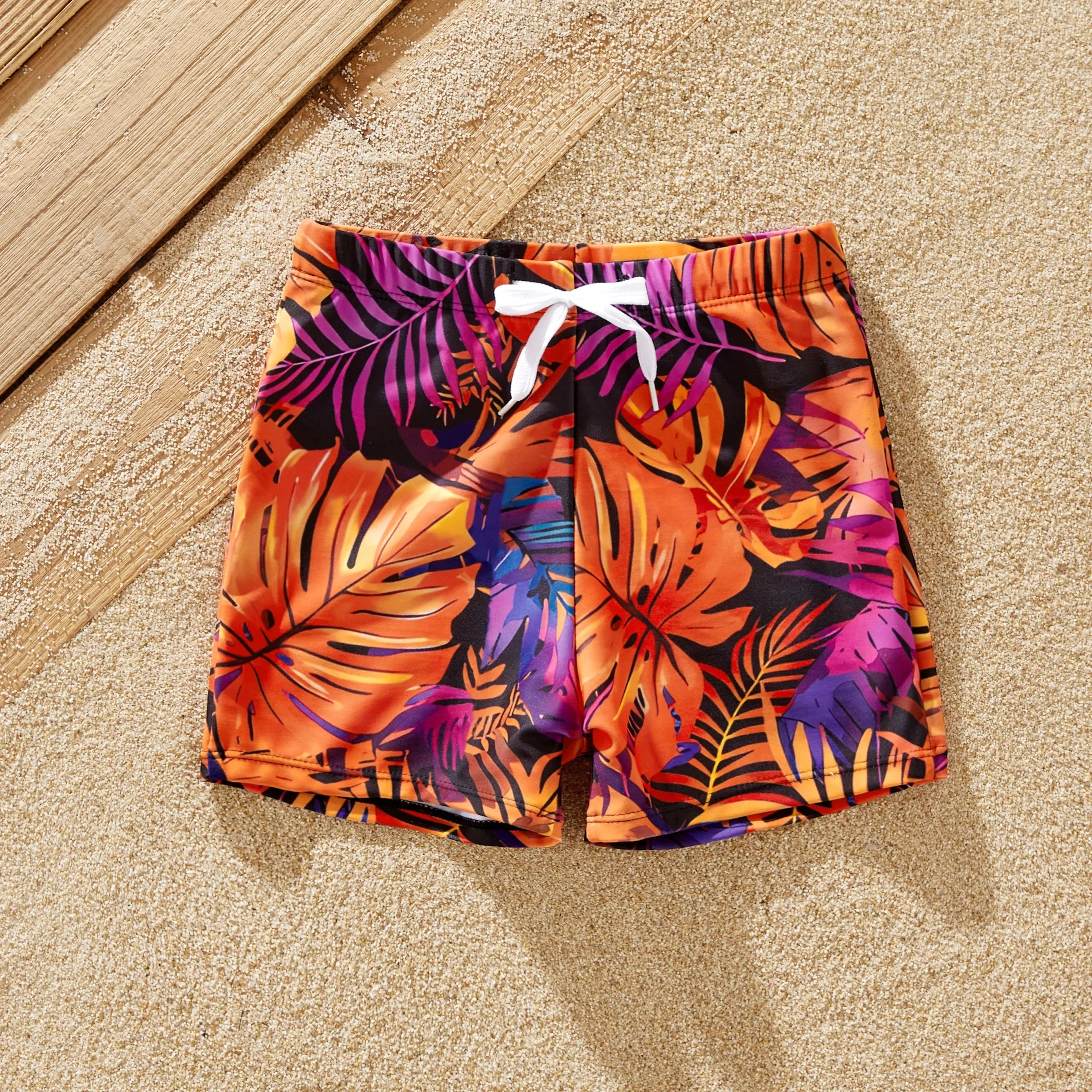Matching Family Swimwear: Floral Drawstring Trunks or Bandeau Bikini Top