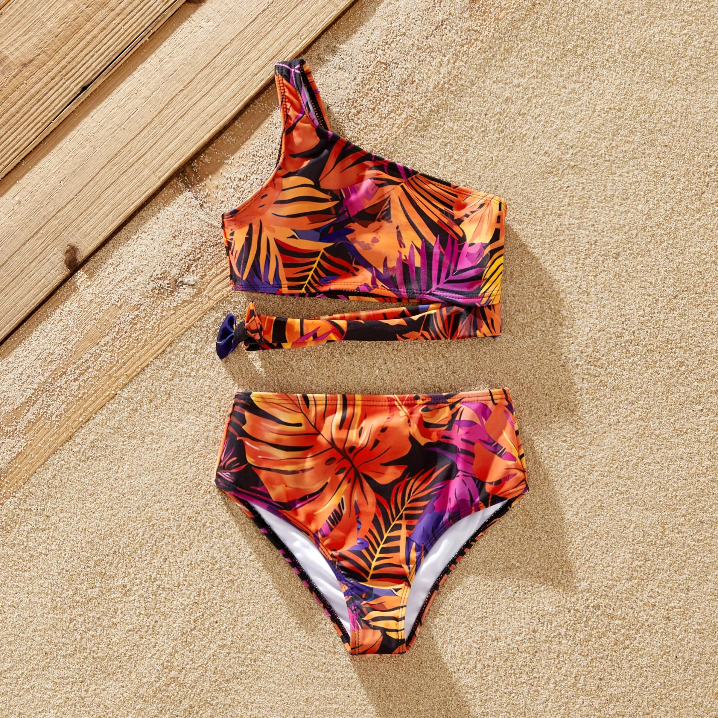 Matching Family Swimwear: Floral Drawstring Trunks or Bandeau Bikini Top